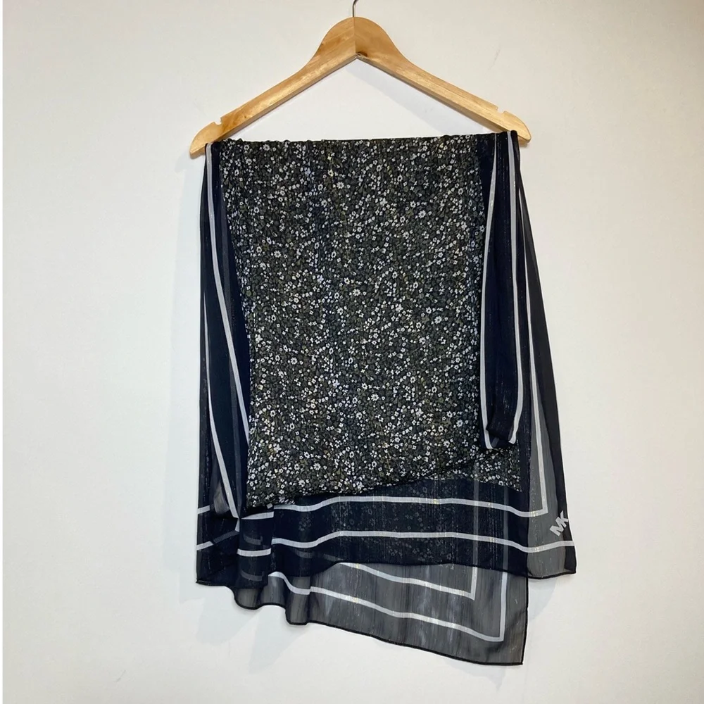 Michael Kors Black and White Logo Sheer Scarf